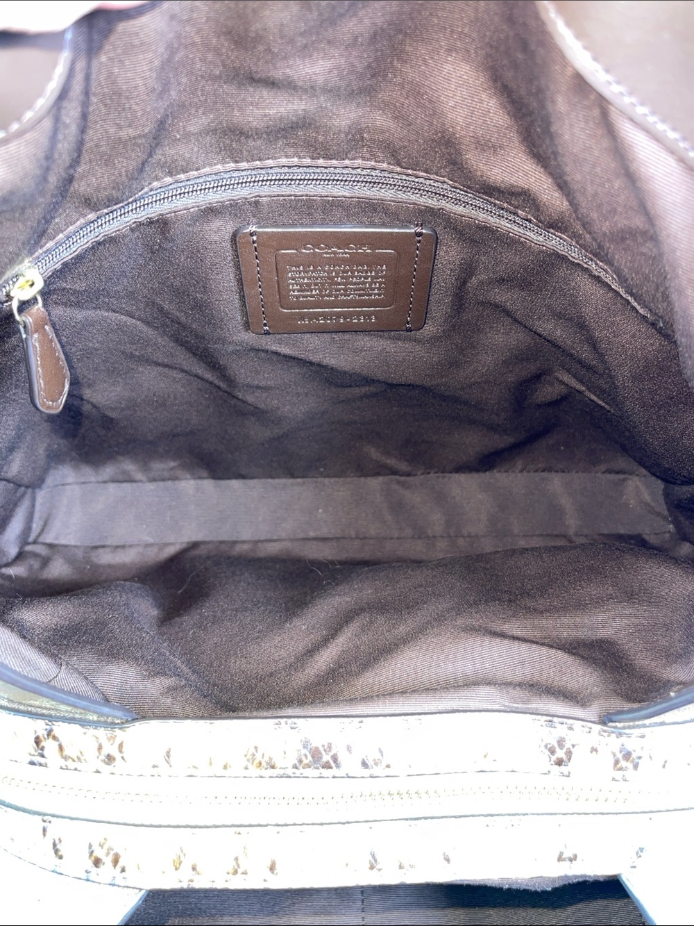 Coach A2079-2313 Hallie Signature Canvas Shoulder Tote Chalk Multi Snake Trim - Picture 9 of 10